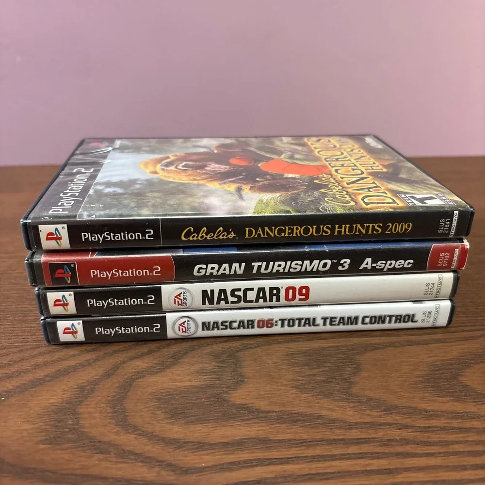 Sony PlayStation 2 Video‎ Game Bundle 4 Games Good NASCAR Gran Turismo Cabela's
